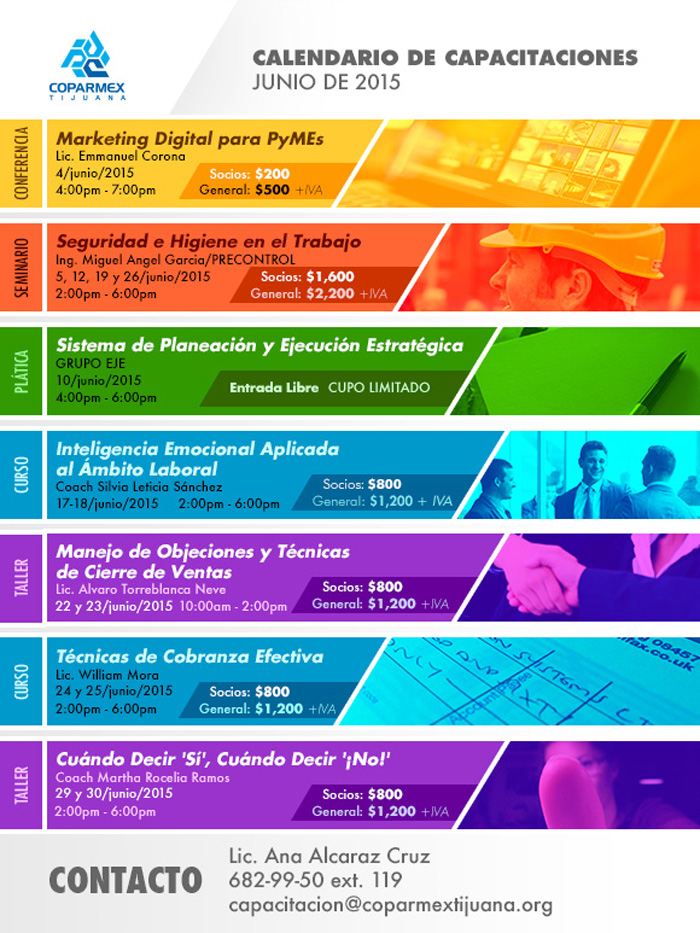 Calendario de capacitaciones junio 2015